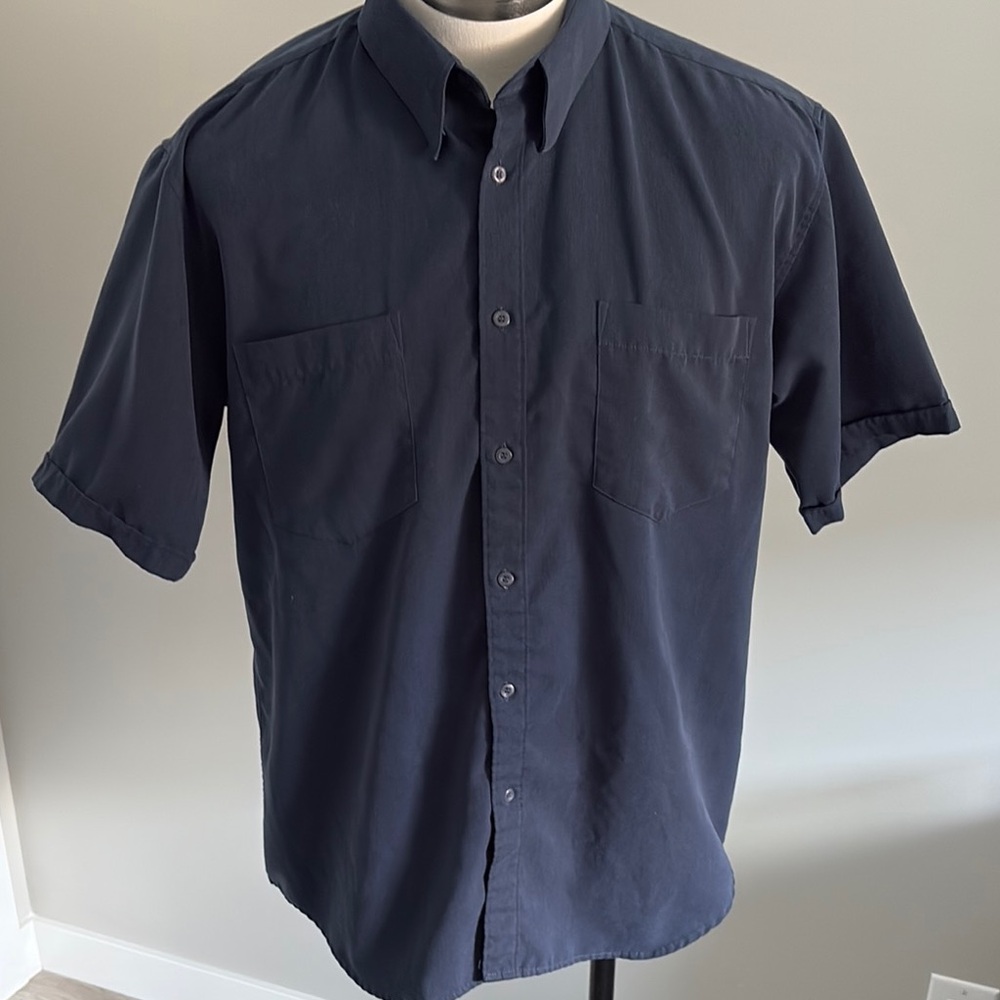 Blue Casual Button Down Shirt with Short Sleeves